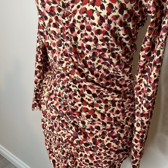 NWT ASOS Monki Tua ruched long sleeve mini dress in rose print Size Large - Picture 7 of 11